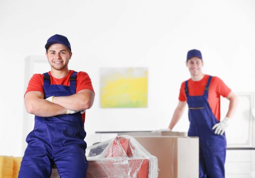 Moving van and removal team serving residential streets in Barnes