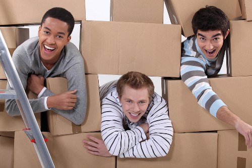 Packed boxes and furniture prepared for a Barnes removals van service