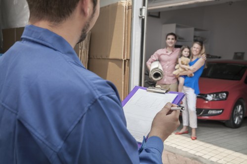 Loading a removal truck in Barnes on a residential street