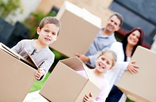 Packed household items ready for moving in Barnes
