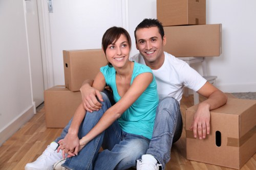 Packed boxes and furniture ready for a Barnes home removal