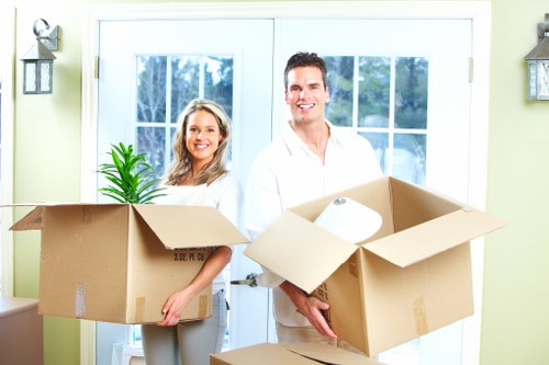 Office furniture and equipment prepared for a Barnes commercial move